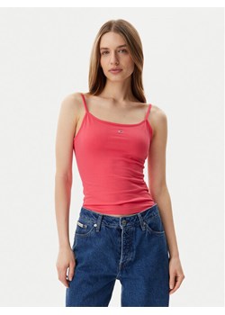 Tommy Jeans Top Essential DW0DW20675 Różowy Slim Fit ze sklepu MODIVO w kategorii Bluzki damskie - zdjęcie 181186389