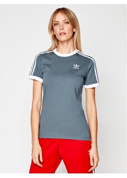 adidas T-Shirt adicolor Clasics 3-Stripes GN2914 Szary Regular Fit ze sklepu MODIVO w kategorii Bluzki damskie - zdjęcie 181187479