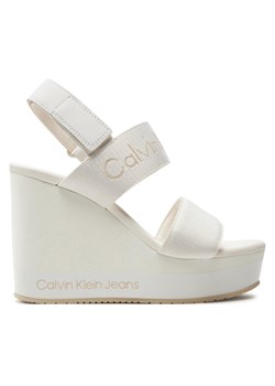 Calvin Klein Jeans Sandały Wedge Sandal Webbing In Mr YW0YW01360 Biały ze sklepu MODIVO w kategorii Sandały damskie - zdjęcie 181187598