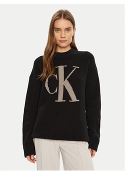 Calvin Klein Jeans Sweter Intrasia J20J224799 Czarny Relaxed Fit ze sklepu MODIVO w kategorii Swetry damskie - zdjęcie 181188369