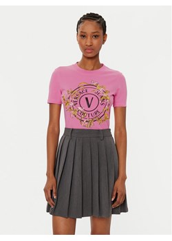 Versace Jeans Couture T-Shirt 78HAHC01 Różowy Regular Fit ze sklepu MODIVO w kategorii Bluzki damskie - zdjęcie 181189247