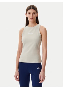 adidas Top Essentials Linear JC5790 Beżowy Slim Fit ze sklepu MODIVO w kategorii Bluzki damskie - zdjęcie 181190318