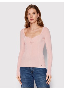 Guess Bluzka W2YR12 Z30K0 Różowy Slim Fit ze sklepu MODIVO w kategorii Bluzki damskie - zdjęcie 181190767