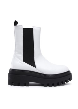 Calvin Klein Jeans Sztyblety Flatform Chelsea Boot YW0YW00850 Biały ze sklepu MODIVO w kategorii Workery damskie - zdjęcie 181191098