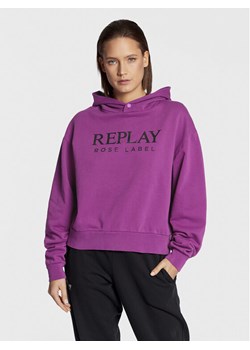 Replay Bluza W3711C.000.23358P Fioletowy Regular Fit ze sklepu MODIVO w kategorii Bluzy damskie - zdjęcie 181192189
