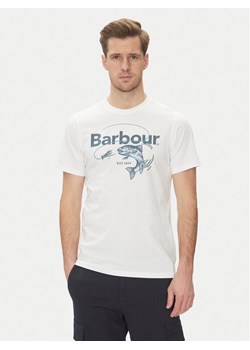 Barbour T-Shirt Lydd MTS1396WH11 Biały Tailored Fit ze sklepu MODIVO w kategorii T-shirty męskie - zdjęcie 181192277