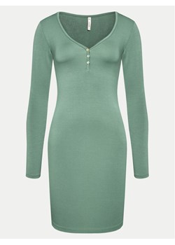 Hunkemöller Koszula nocna Henley 205025 Zielony Slim Fit ze sklepu MODIVO w kategorii Koszule nocne - zdjęcie 181192608