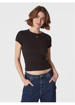 Tommy Jeans T-Shirt Essential DW0DW14876 Czarny Slim Fit ze sklepu MODIVO w kategorii Bluzki damskie - zdjęcie 181192885