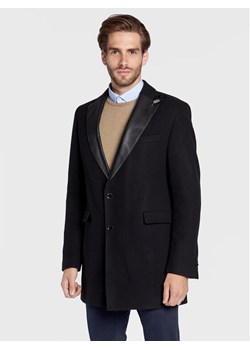CG - CLUB of GENTS Płaszcz wełniany Piper-K 254001-001 Czarny Slim Fit ze sklepu MODIVO w kategorii Płaszcze męskie - zdjęcie 181193005