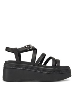 Tommy Jeans Sandały Tjw Wedgy Strappy Sandal EN0EN02756 Czarny ze sklepu MODIVO w kategorii Sandały damskie - zdjęcie 181193196