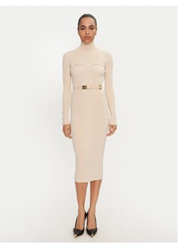 Elisabetta Franchi Sukienka dzianinowa AM-25B-46E2-V440 Écru Slim Fit ze sklepu MODIVO w kategorii Sukienki - zdjęcie 181193848