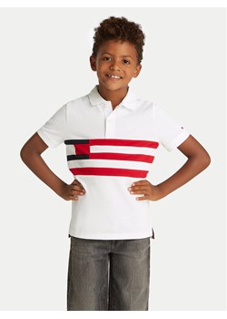 Tommy Hilfiger Polo KB0KB09528 S Biały Regular Fit ze sklepu MODIVO w kategorii T-shirty chłopięce - zdjęcie 181195038