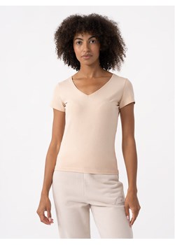 4F T-Shirt 4FAW23TTSHF0941 Écru Slim Fit ze sklepu MODIVO w kategorii Bluzki damskie - zdjęcie 181195066