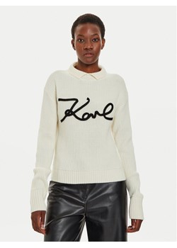 KARL LAGERFELD Sweter 246W2000 Écru Regular Fit ze sklepu MODIVO w kategorii Swetry damskie - zdjęcie 181195278