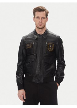 Aeronautica Militare Kurtka skórzana 251PN5046PL265 Czarny Regular Fit ze sklepu MODIVO w kategorii Kurtki męskie - zdjęcie 181196248
