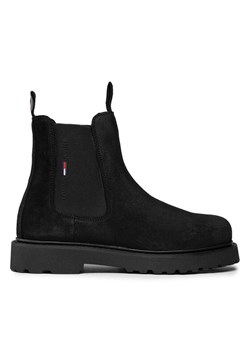 Tommy Jeans Sztyblety Suede Chelsea Boot EM0EM00829 Czarny ze sklepu MODIVO w kategorii Buty zimowe męskie - zdjęcie 181196919