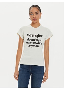 Wrangler T-Shirt Shrunken Band 112356451 Biały Slim Fit ze sklepu MODIVO w kategorii Bluzki damskie - zdjęcie 181197046