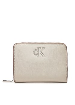 Calvin Klein Jeans Portfel damski Minimal Monogram Md Zip Around LV04K1009G Écru ze sklepu MODIVO w kategorii Portfele damskie - zdjęcie 181197477