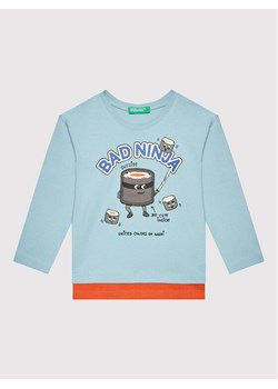 United Colors Of Benetton Bluzka 3096G104A Niebieski Regular Fit ze sklepu MODIVO w kategorii T-shirty chłopięce - zdjęcie 181198279