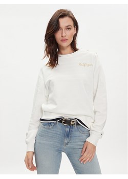 Tommy Hilfiger Bluza Gold Button WW0WW41235 Biały Regular Fit ze sklepu MODIVO w kategorii Bluzy damskie - zdjęcie 181198318