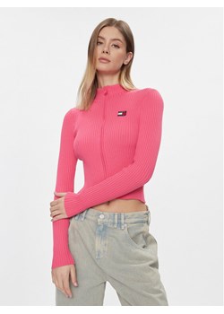 Tommy Jeans Kardigan DW0DW17243 Różowy Slim Fit ze sklepu MODIVO w kategorii Swetry damskie - zdjęcie 181198789