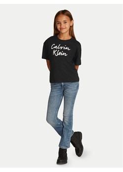 Calvin Klein Jeans T-Shirt Script Logo IG0IG02864 Czarny Boxy Fit ze sklepu MODIVO w kategorii Bluzki dziewczęce - zdjęcie 181200477