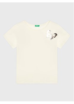 United Colors Of Benetton T-Shirt 3096C10AS Écru Regular Fit ze sklepu MODIVO w kategorii Bluzki dziewczęce - zdjęcie 181201737