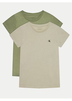 Calvin Klein Jeans Komplet 2 t-shirtów IG0IG01258 Khaki Slim Fit ze sklepu MODIVO w kategorii Bluzki dziewczęce - zdjęcie 181202026