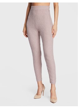 Guess Legginsy Cable Mix W2BB38 Z2QA0 Fioletowy Slim Fit ze sklepu MODIVO w kategorii Spodnie damskie - zdjęcie 181202135