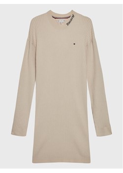 Tommy Hilfiger Sukienka dzianinowa KG0KG07157 D Écru Regular Fit ze sklepu MODIVO w kategorii Sukienki dziewczęce - zdjęcie 181202625