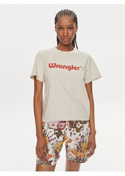 Wrangler T-Shirt 112350305 Écru Regular Fit ze sklepu MODIVO w kategorii Bluzki damskie - zdjęcie 181204317