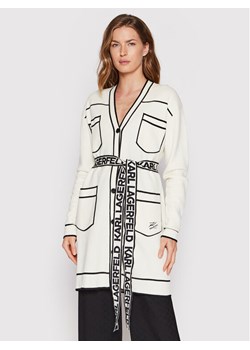 KARL LAGERFELD Kardigan 221W2003 Beżowy Relaxed Fit ze sklepu MODIVO w kategorii Swetry damskie - zdjęcie 181205676