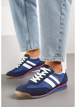 Niebieskie Sneakersy z Ozdobnymi Paskami na Nieregularnej Podeszwie Kolarina ze sklepu born2be.pl w kategorii Buty sportowe damskie - zdjęcie 181210415
