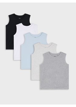 Sinsay - Koszulki bez rękawów w stylu basic 5 pack - błękitny ze sklepu Sinsay w kategorii T-shirty chłopięce - zdjęcie 181211747