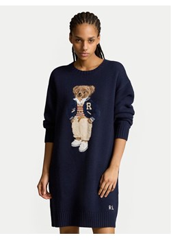 Polo Ralph Lauren Sukienka dzianinowa 211941576001 Granatowy Relaxed Fit ze sklepu MODIVO w kategorii Sukienki - zdjęcie 181212937
