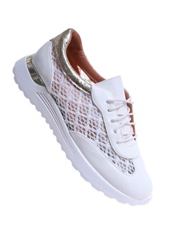 Białe ażurowe buty sportowe sneakersy /G8-3 17658 W289/ ze sklepu Pantofelek24.pl w kategorii Buty sportowe damskie - zdjęcie 181215376