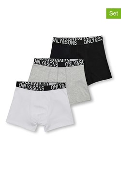 ONLY &amp; SONS Junior Bokserki (3 pary) w kolorze białym, szarym i czarnym ze sklepu Limango Polska w kategorii Majtki dziecięce - zdjęcie 181218929