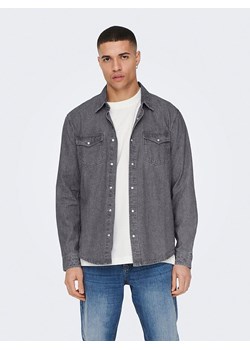 ONLY &amp; SONS Koszula dżinsowa - Regular fit - w kolorze szarym ze sklepu Limango Polska w kategorii Koszule męskie - zdjęcie 181219028