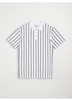 Sinsay - Bawełniana koszulka polo w paski - kremowy ze sklepu Sinsay w kategorii T-shirty męskie - zdjęcie 181223149