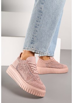 Różowe Sneakersy Vices na Platformie z Ażurową Cholewką Lumerise ze sklepu renee.pl w kategorii Buty sportowe damskie - zdjęcie 181226025