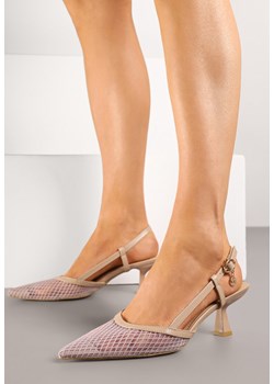 Beżowe Sandały Vices na Kaczuszce Slingback z Siateczkową Cholewką Lumevile ze sklepu renee.pl w kategorii Czółenka - zdjęcie 181226037