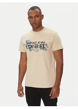 Versace Jeans Couture T-Shirt 78GAHC05 Beżowy Regular Fit ze sklepu MODIVO w kategorii T-shirty męskie - zdjęcie 181226489