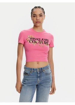Versace Jeans Couture T-Shirt 78HAHC05 Różowy Slim Fit ze sklepu MODIVO w kategorii Bluzki damskie - zdjęcie 181226929