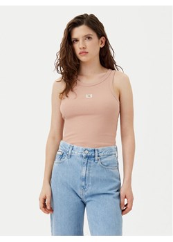Calvin Klein Jeans Top J20J224762 Beżowy Slim Fit ze sklepu MODIVO w kategorii Bluzki damskie - zdjęcie 181227178