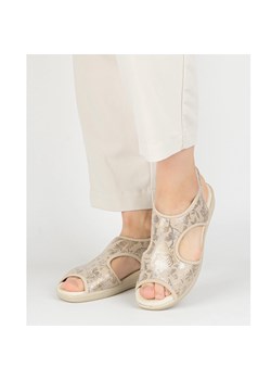 Vriston Buty damskie sandały elastyczne comfooty emma beżowe błyszczące ze sklepu ButyModne.pl w kategorii Klapki damskie - zdjęcie 181235989