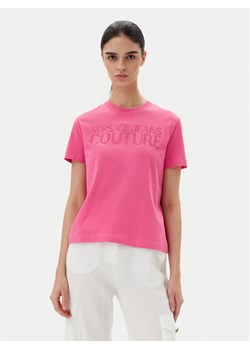 Versace Jeans Couture T-Shirt 78HAHS04 Różowy Regular Fit - id: 0000305216090 - marki Versace Jeans - 181238418 Versace Jeans Couture T-Shirt 78HAHS04 Różowy Regular Fit ze sklepu MODIVO w kategorii Bluzki damskie - zdjęcie 181238418