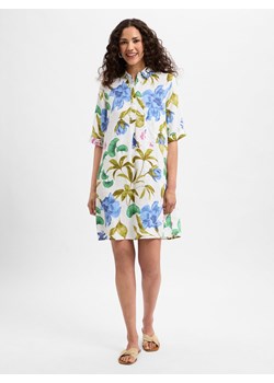Marie Lund Damska sukienka lniana Kobiety len oliwkowy wzorzysty ze sklepu vangraaf w kategorii Sukienki - zdjęcie 181240007