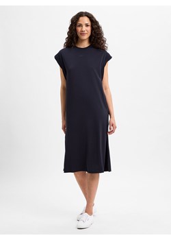 BOSS Orange Damska sukienka z dżerseju - Edress Kobiety Bawełna granatowy jednolity ze sklepu vangraaf w kategorii Sukienki - zdjęcie 181240076