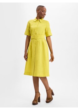 Ambiance Damska sukienka casual z lnem Kobiety len cytrynowy jednolity ze sklepu vangraaf w kategorii Sukienki - zdjęcie 181240185