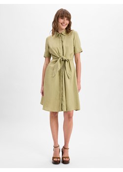 Lauren Ralph Lauren Damska sukienka casual - wykonana z lnu Kobiety len oliwkowy jednolity ze sklepu vangraaf w kategorii Sukienki - zdjęcie 181240229